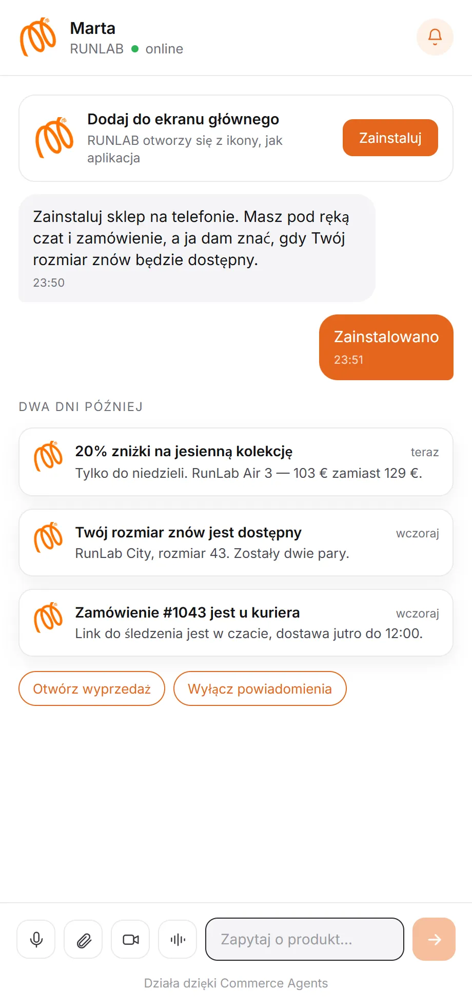 Sklep na telefonie klienta i powiadomienie push o promocji