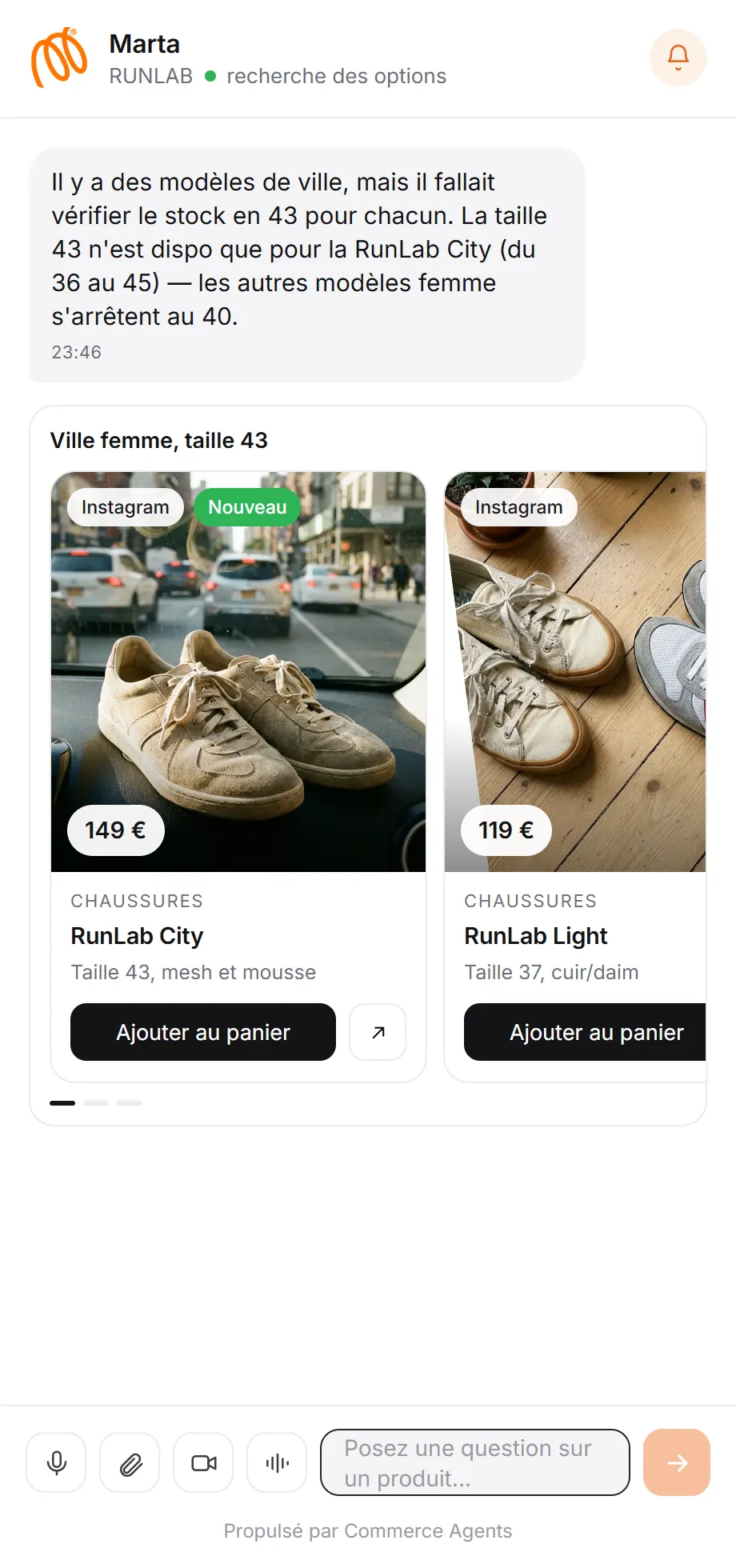 Sélection de modèles à la bonne taille avec prix et disponibilité